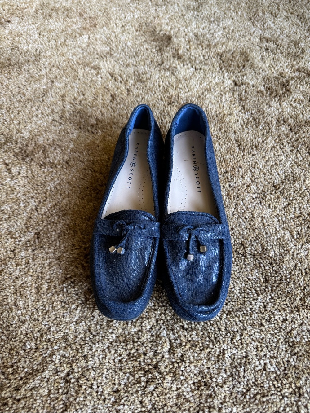 Navy blue Karen Scott loafers; excellent condition